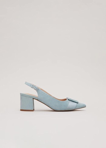 Phase Eight Suede Buckle Block Heels Light Green Canada | LJANCE-382